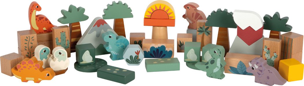 12621_01-holzbausteine-dinosaurier-small-foot-komplett-aufgebaut-urzeitlandschaft.jpg Wooden Building Blocks "Dino"